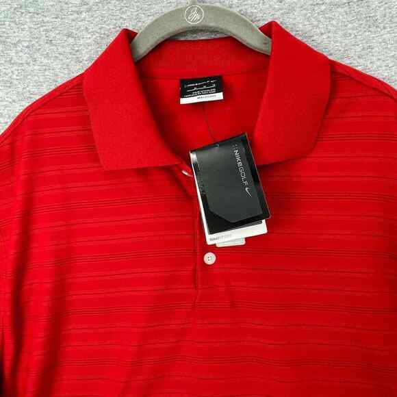 Nike Golf Shirt Mens Medium Red Polo Short Sleeve Fit Dry Collar Logo - Picture 6 of 12